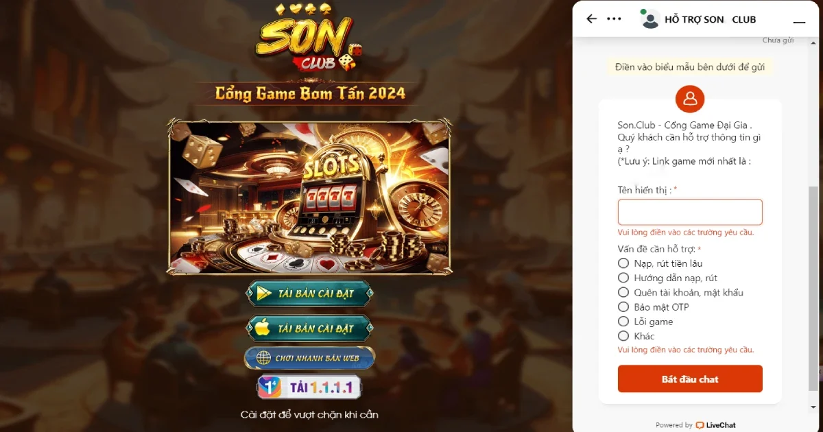 Liên hệ qua Live Chat